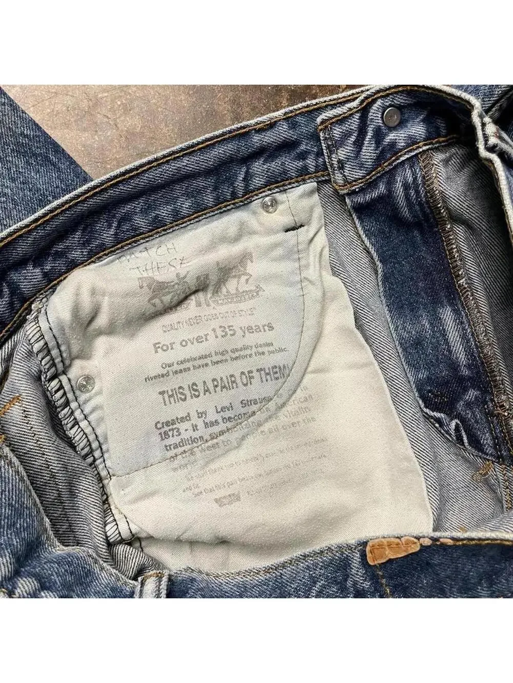 Levi's Distressed Light Wash Straight Leg Jeans Raw Hem Men's 34x30